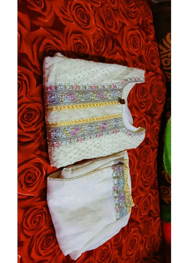 White Colour Kurta Set For Women