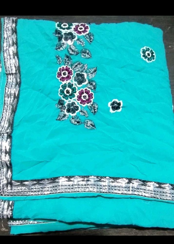 Elegant Blue Embellished Saree