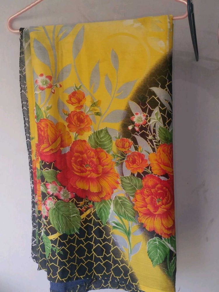 beautiful floral yellow saree
