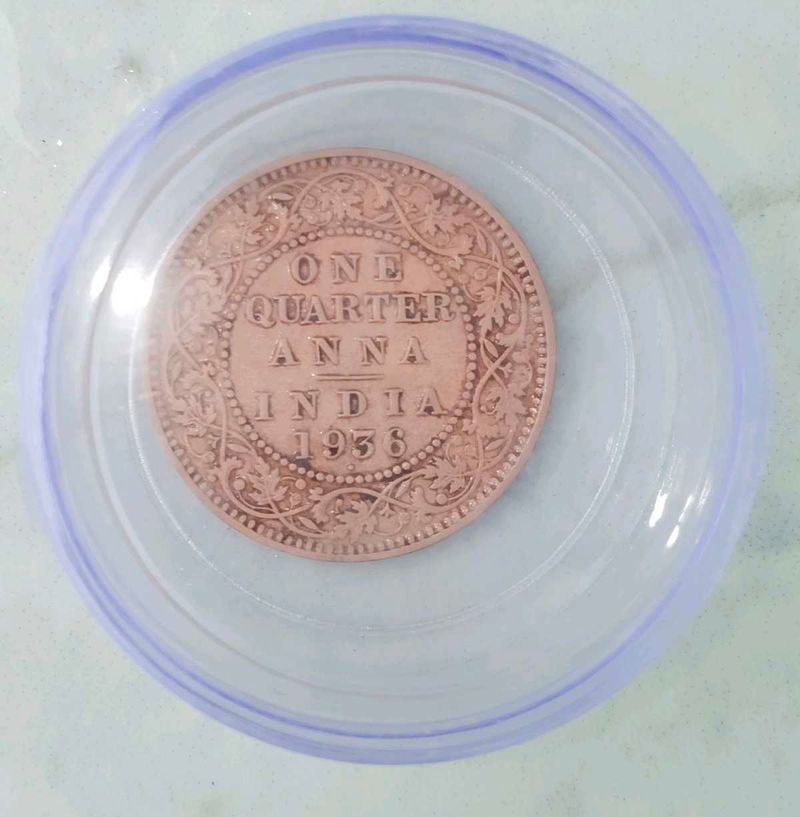 1936 India One Quarter Anna Coin