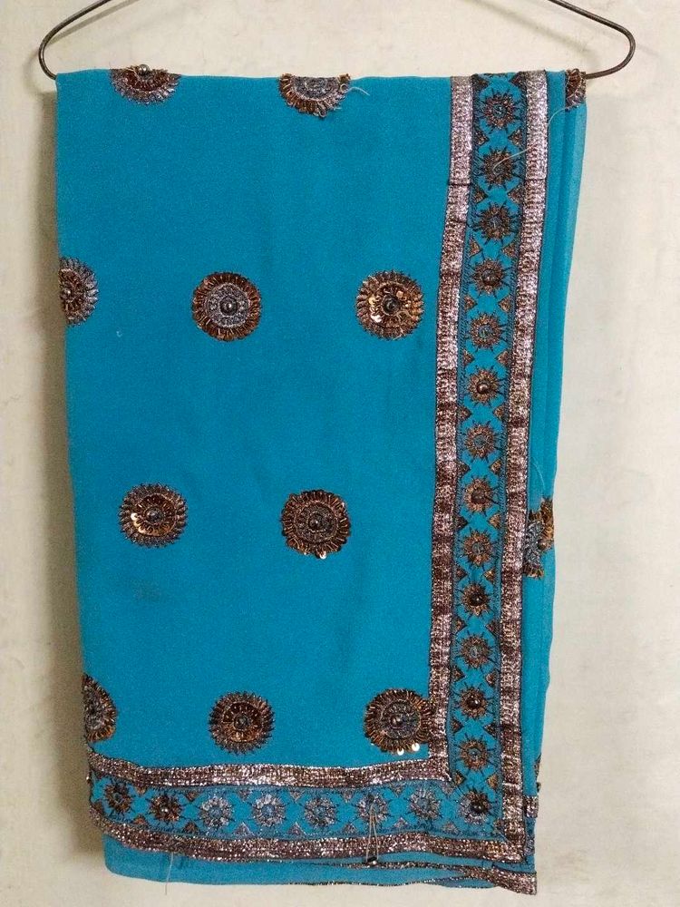 🎀Teal Sequin Saree🎀