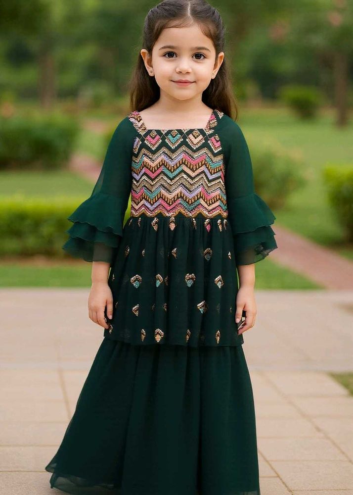 Girls Green Party Dress