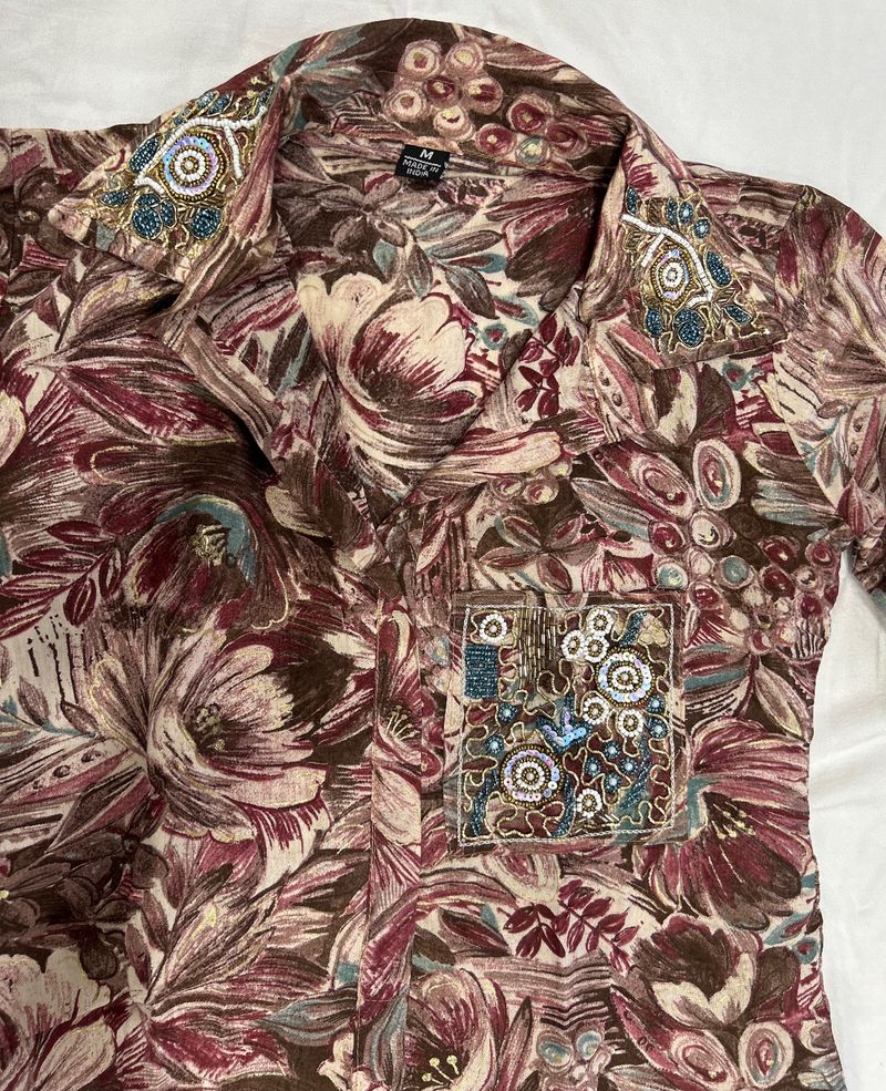 Floral Heavy Work Kurti &amp; Palazzo Set