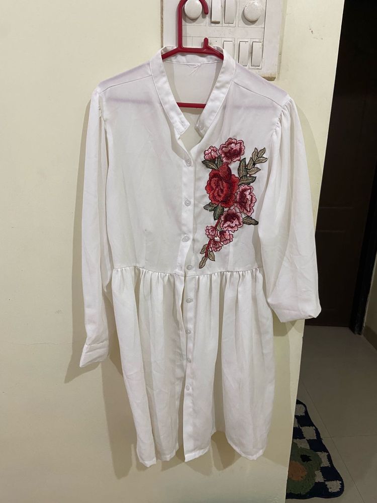 Floral Embroidered White Top/cover