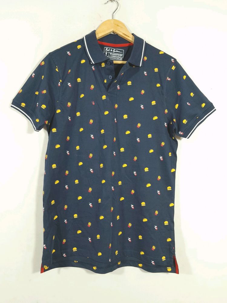 Navy Printed Casual T-Shirt (Men&#39;s)
