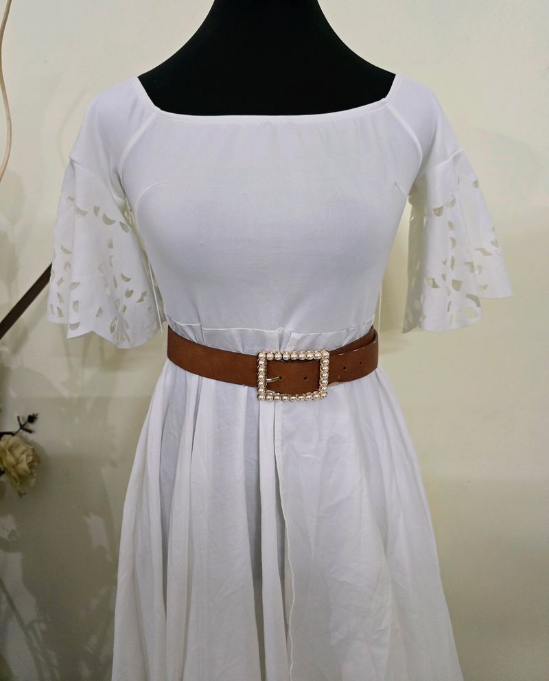 Shein Party Casual Wear Elegant White Dress