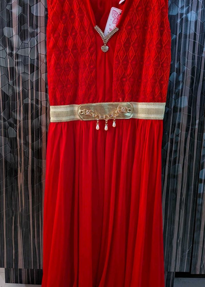 Elegant Red Ethnic Gown
