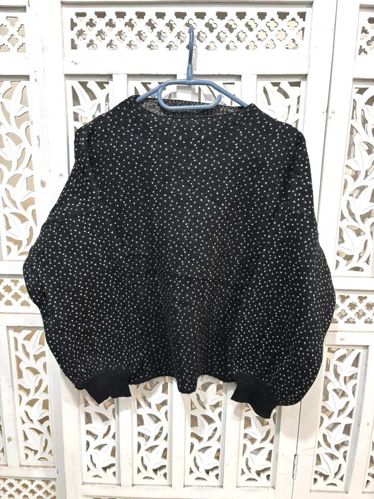 Oversized Black Polka Dot Top C