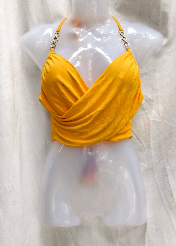 Yellow Halter Crop Top