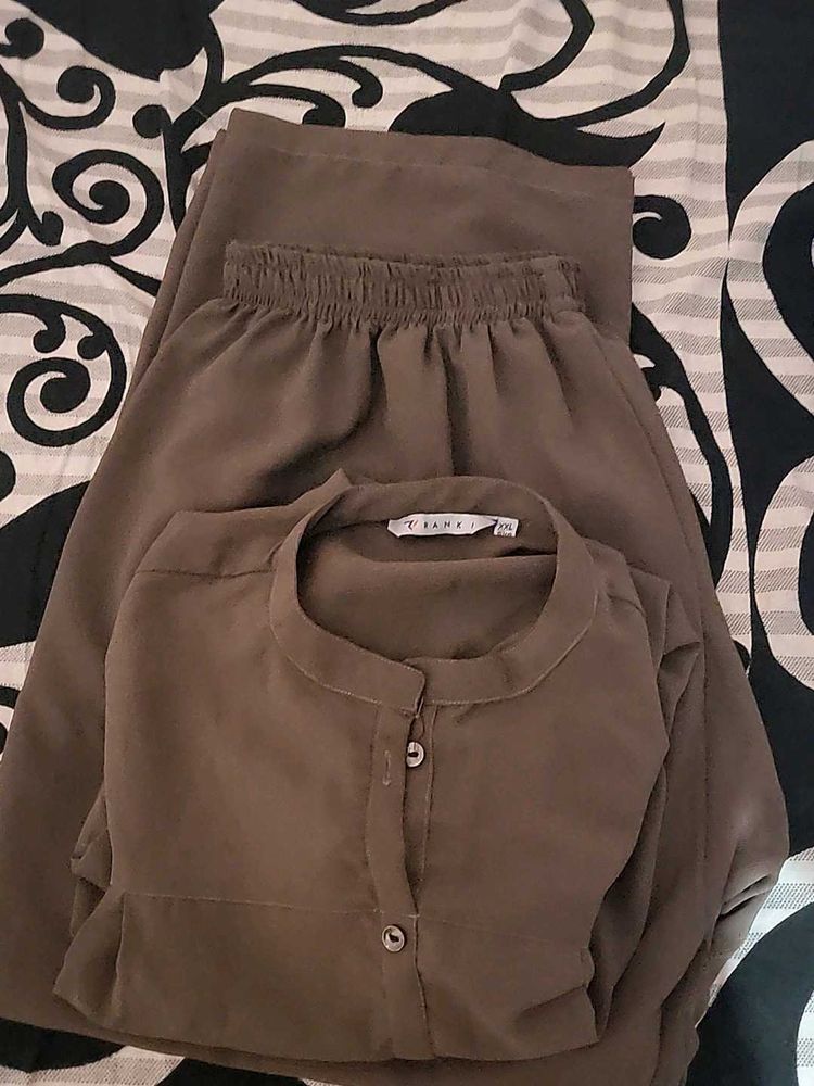 Brown Kurti with Pant Set