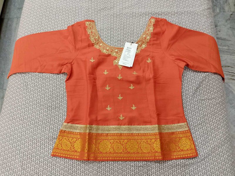 Embroidered Orange Blouse