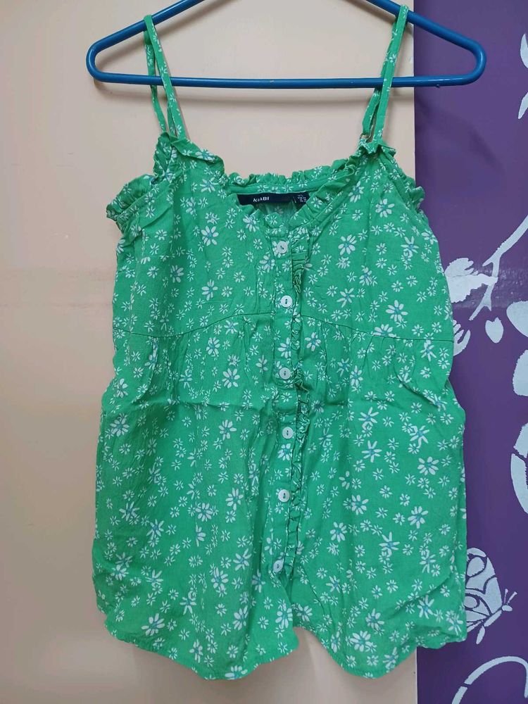 Green Floral Tank Top