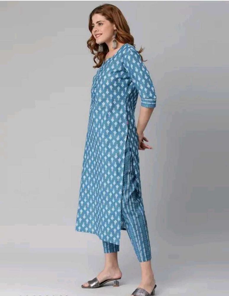 Blue Printed Kurta Set