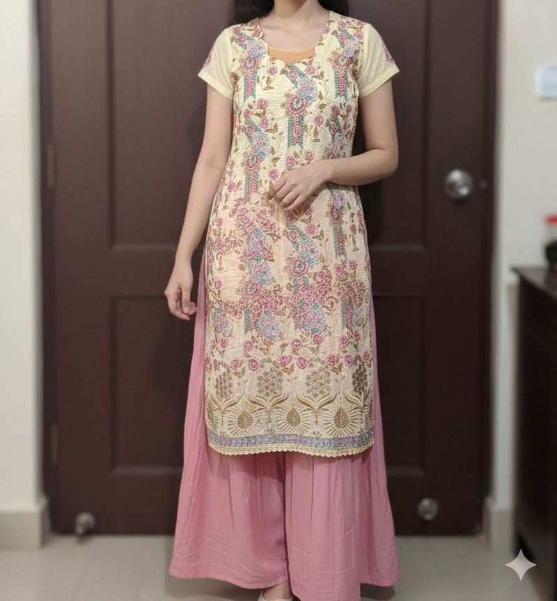 Floral Embroidered kurta || No pallazo