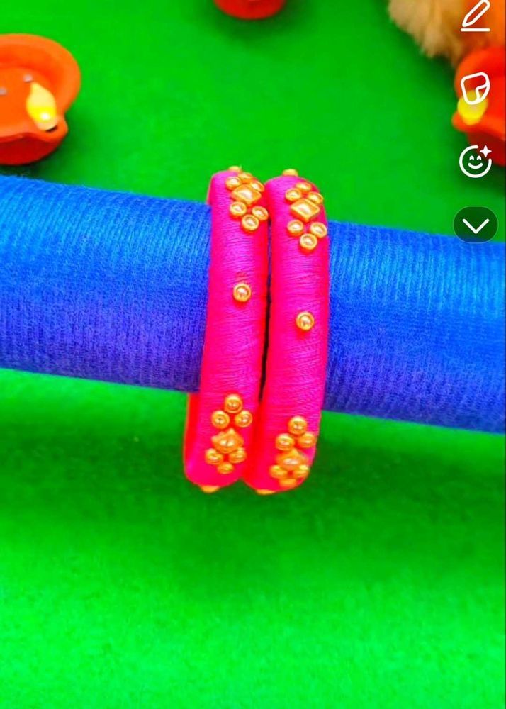 Pink &amp; Gold Bangles (one pair)