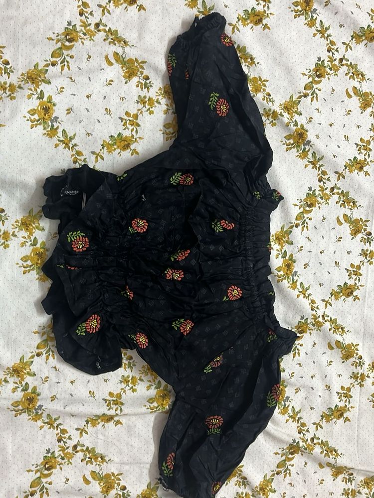 Floral Print Off shoulder Crop Top