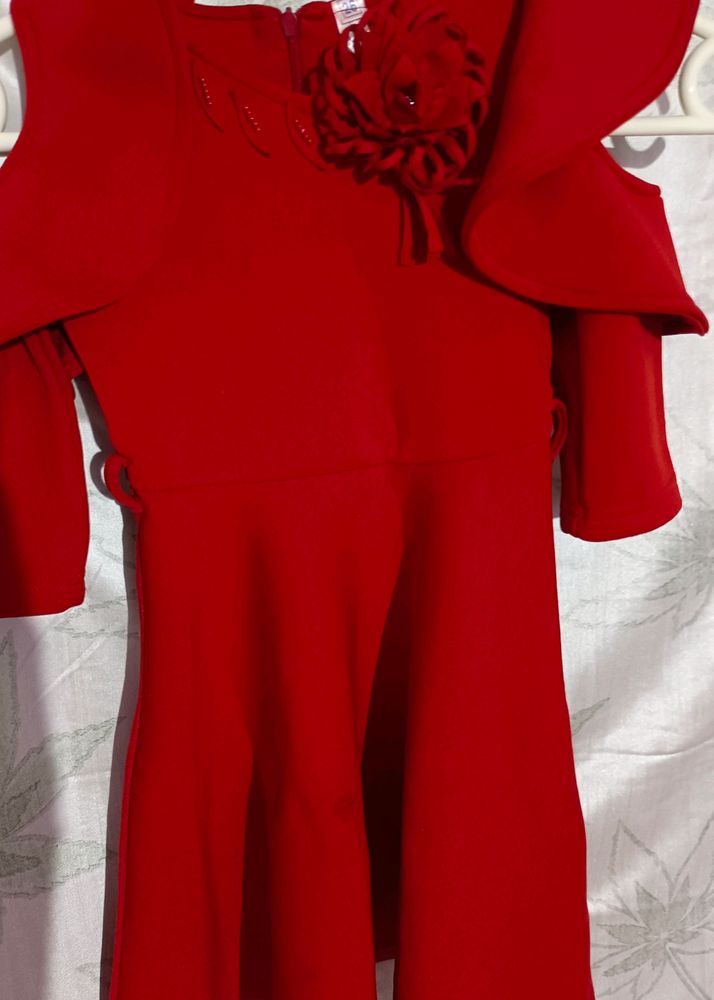 Size :7-8 Years ,Red Dress Kids Party Wear