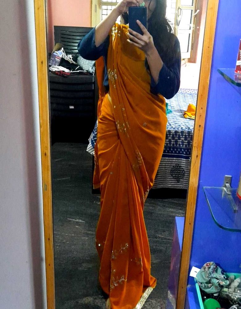Elegant Orange Saree