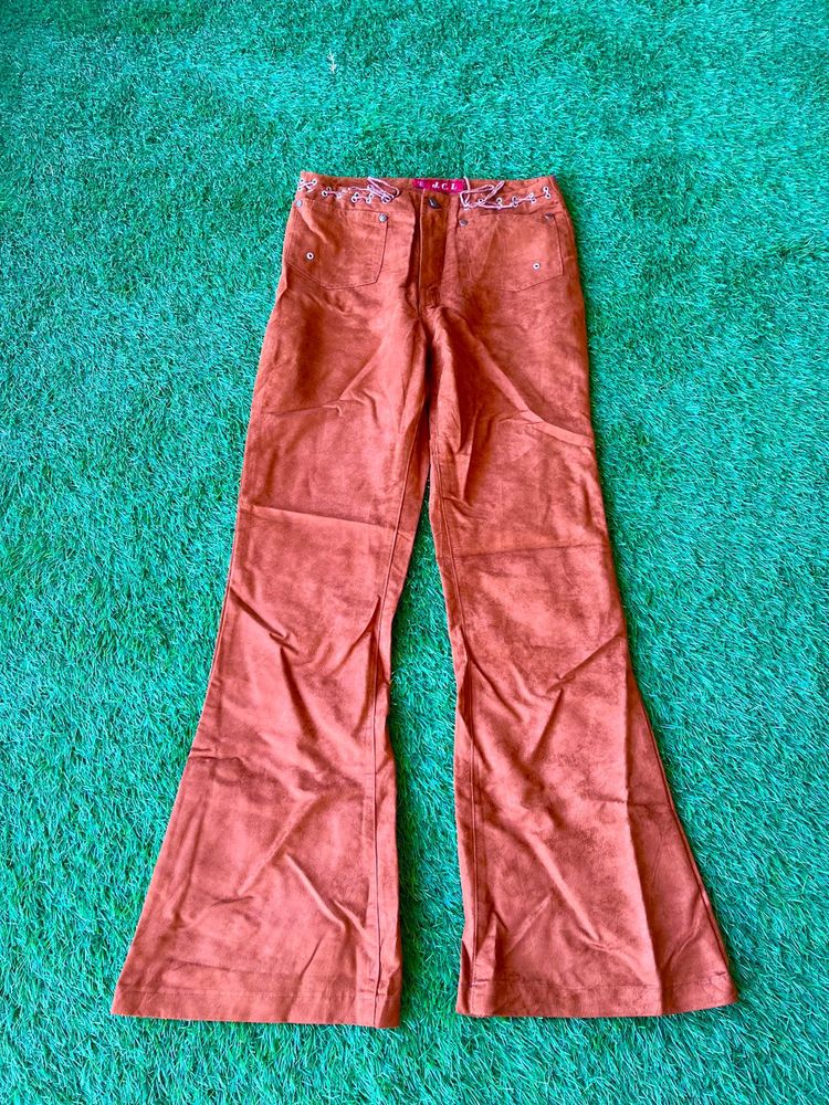 Suede / Swiss Leather Pant- Brown Color