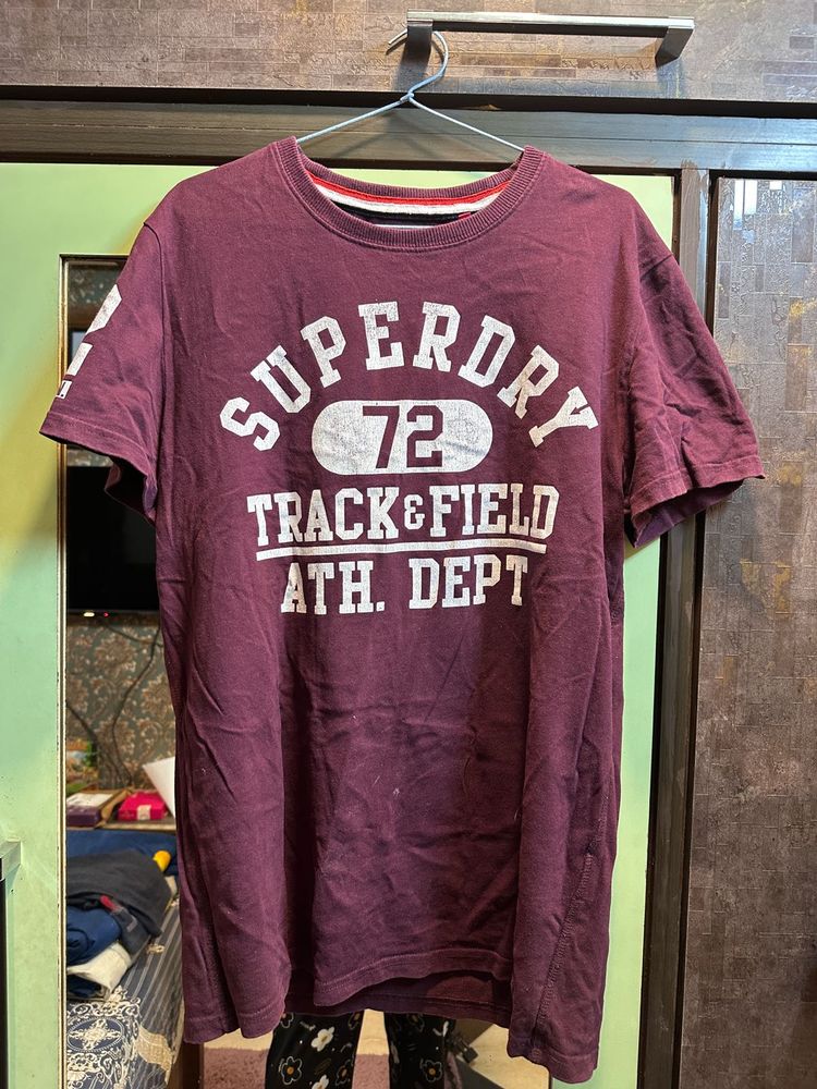 Superdry Burgundy Graphic T-Shirt – Size M