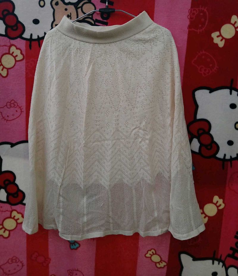 Elegant White knitted  Skirt