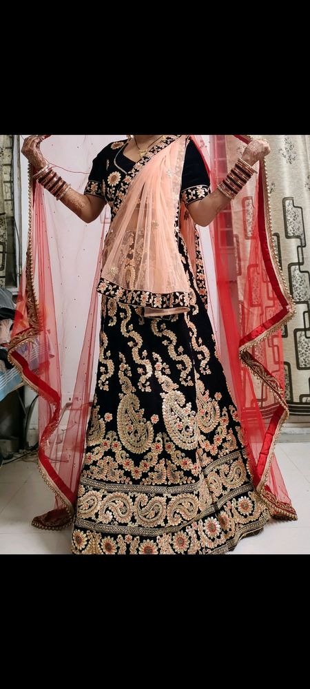 heavy gotapatti wine color lehenga