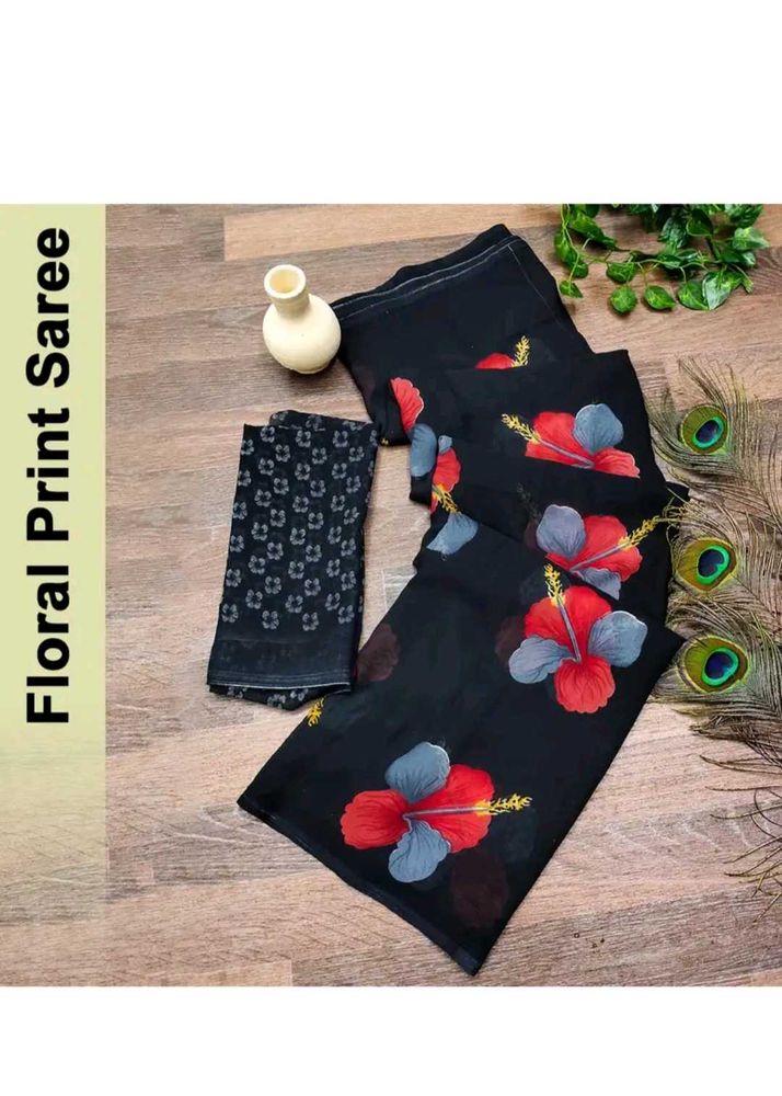 Floral Print Saree
