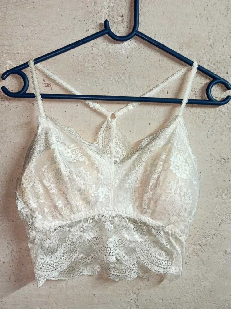 Trendy Ladies Fashion Lace Bralette Top White