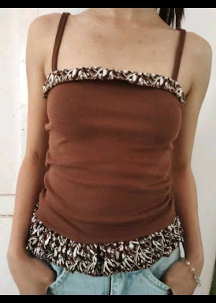 Brown Top With Frills