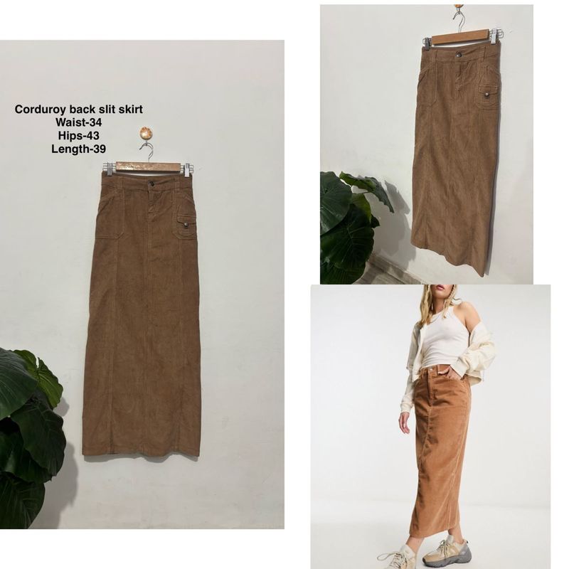 Corduroy Back Slit Skirt