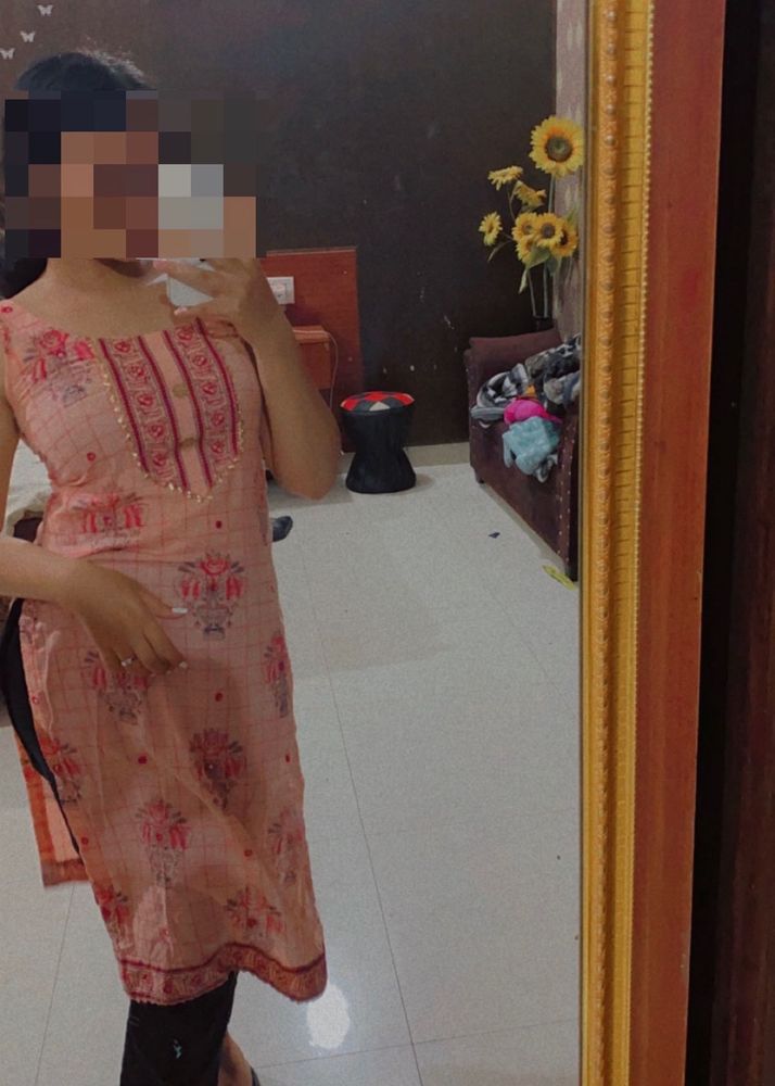 Elegant peach printed Kurta