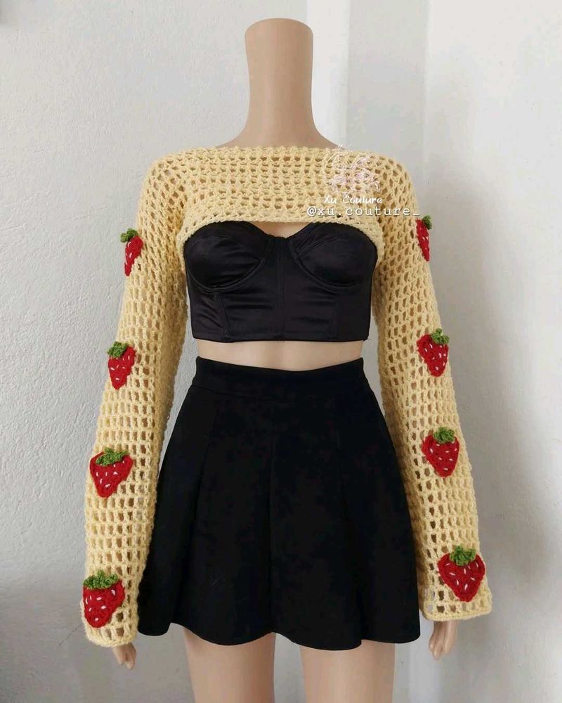 Crochet Yellow Strawberry 🍓 Bolero