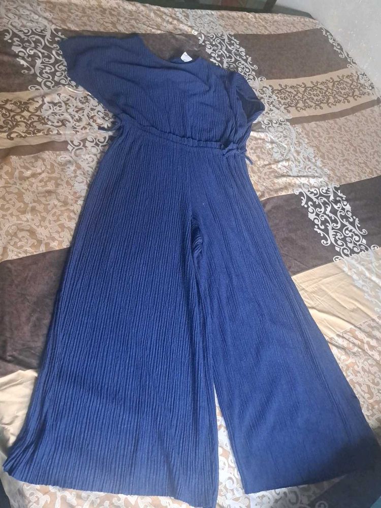 Blue Ribbed Jumpsuit