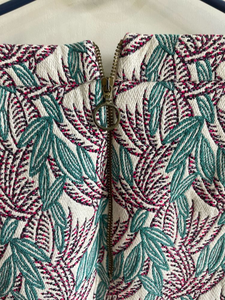 Leaf Print Mini Skirt