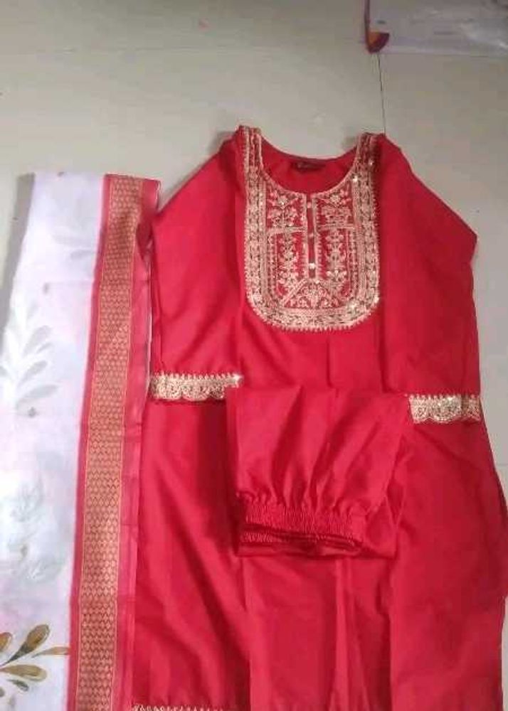 Festive And Wedding Special Red Kurta Pant Set