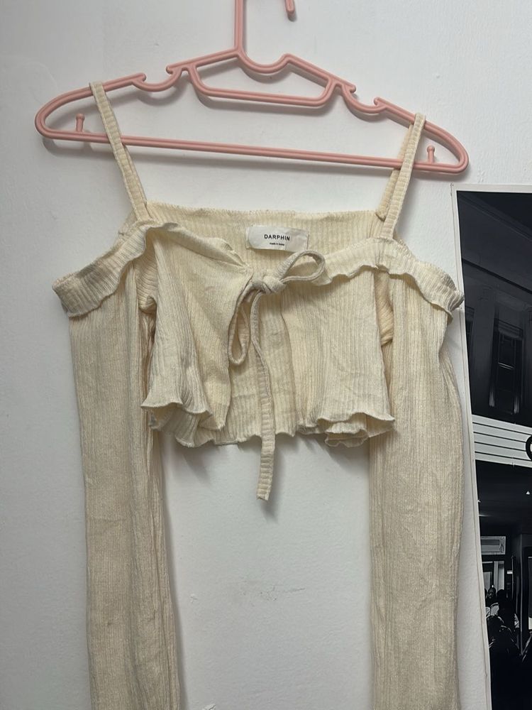 Ribbed Tie-Front Crop Top