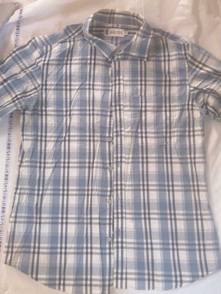 Classic Blue Cotton Shirt | Size 42