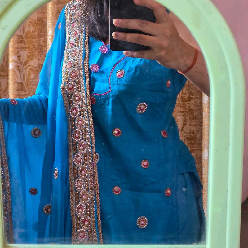Heavy Dupatta Suit For Party Wear 💙