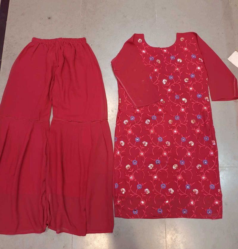 Red Embroidered Salwar Kameez
