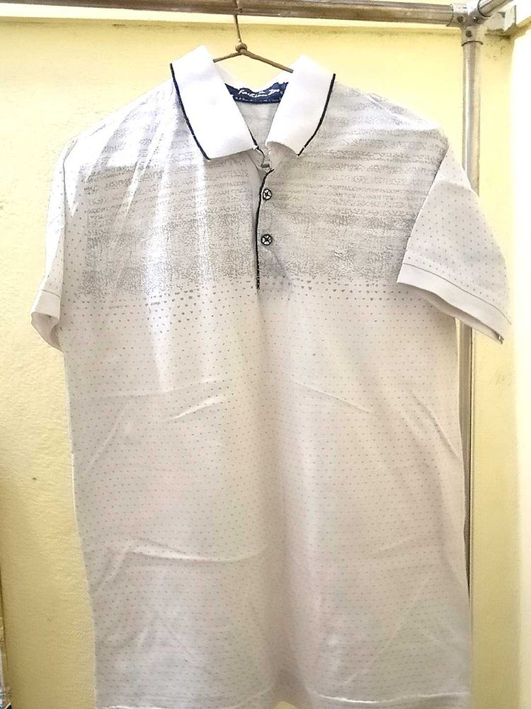 White Patterned Polo Shirt