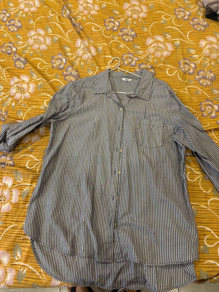 Oversized Striped Button-Down Shirt