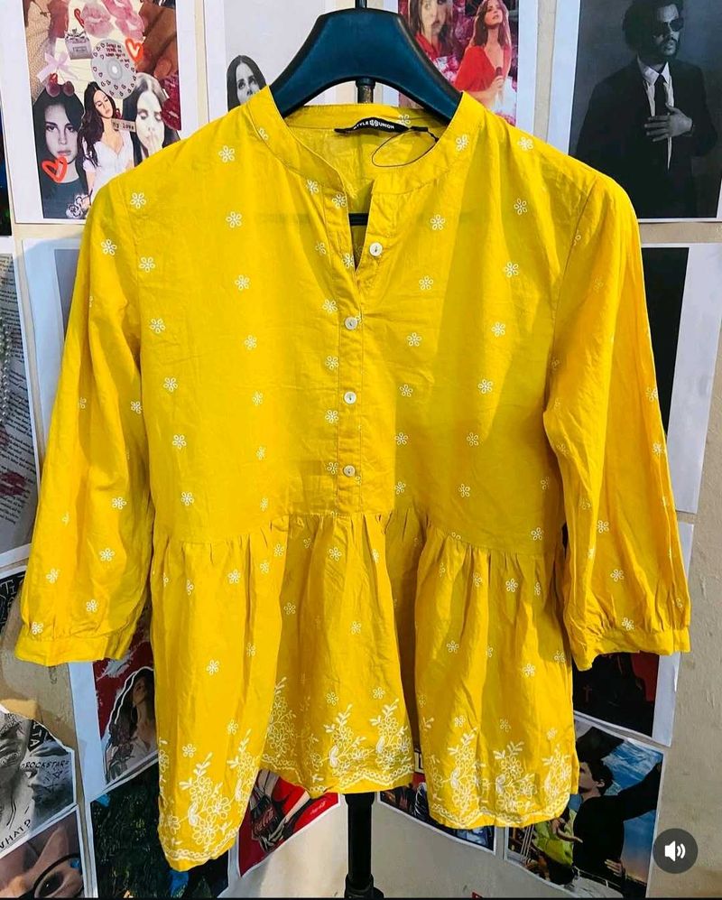 Buy Mustard Yellow Tunic Top For Women
