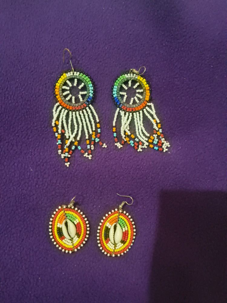 BEAD HANDMADE AFRICAN  2 Pair EARINGS