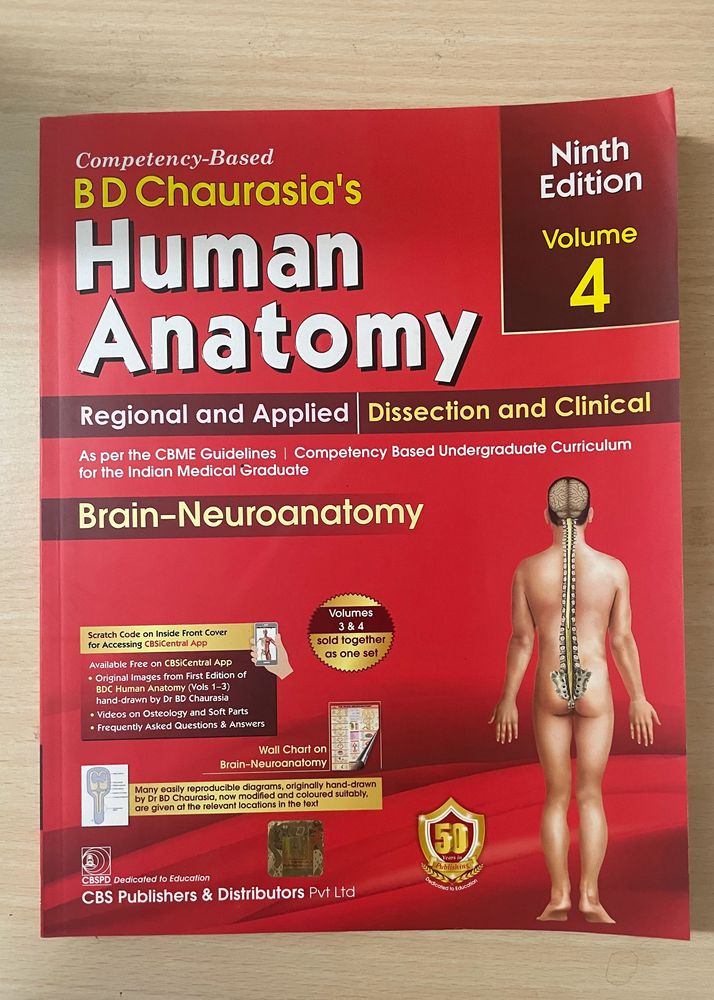 This book is ONLY volume 4 Human Anatomy (Brain-Neuroanatomy) by B D CHAURASIA&#39;S