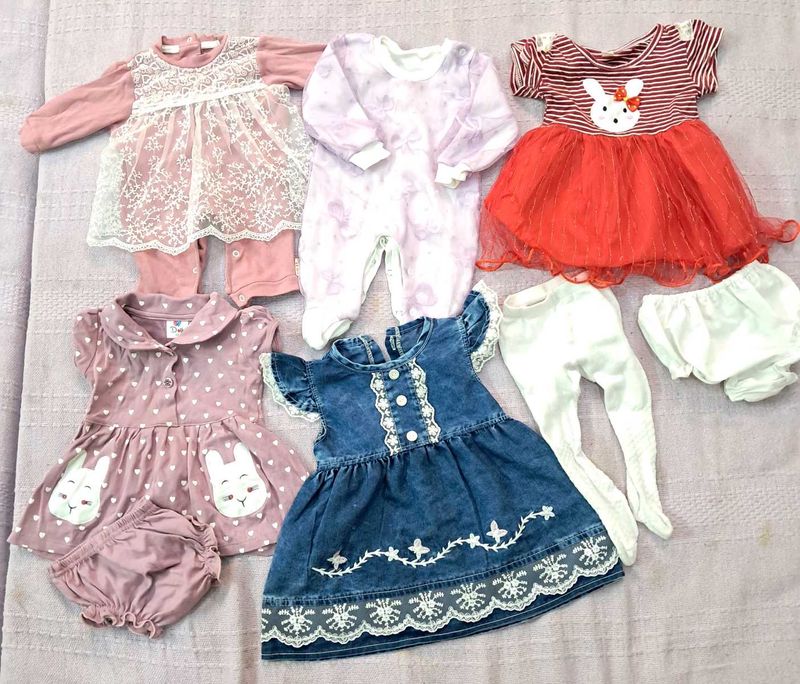 5 Pairs Baby Clothes - Dresses, Romper, &amp; More