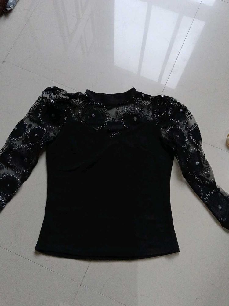 Black Embellished Top
