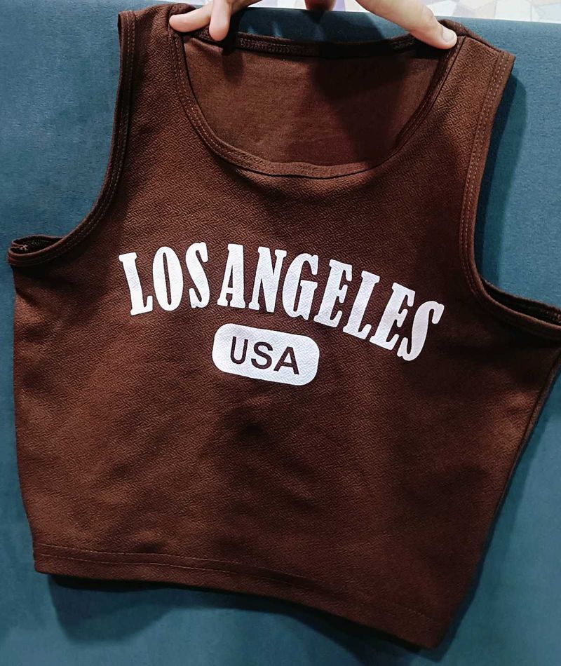 Brown Sleeveless Crop Top (S)