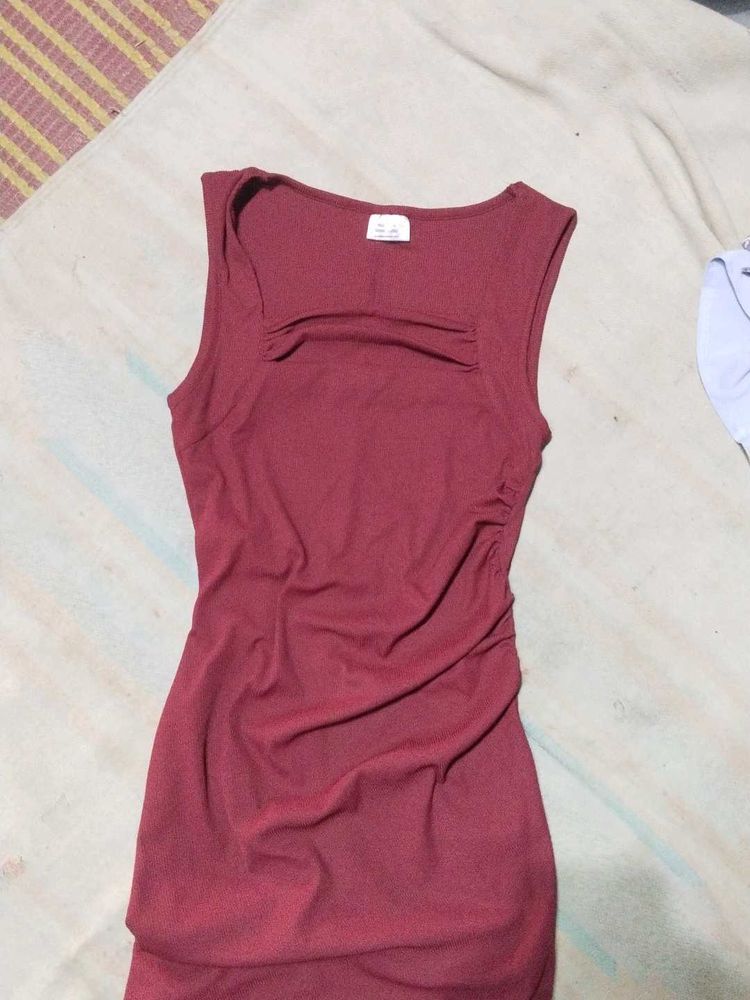 Maroon Ribbed dress