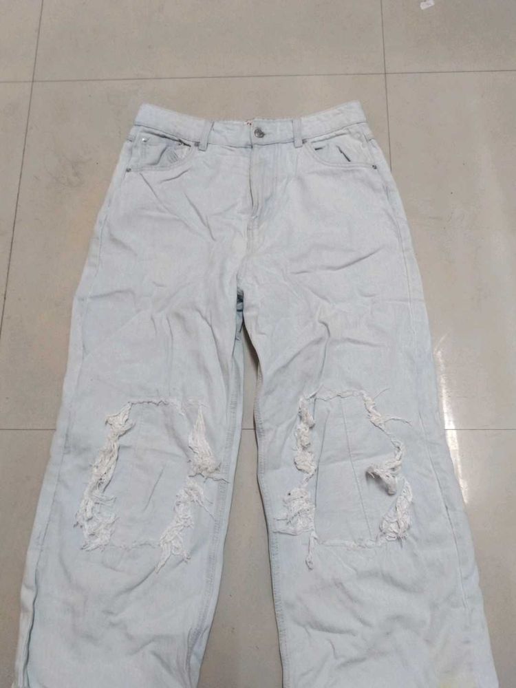 Ripped Wide Leg Jeans