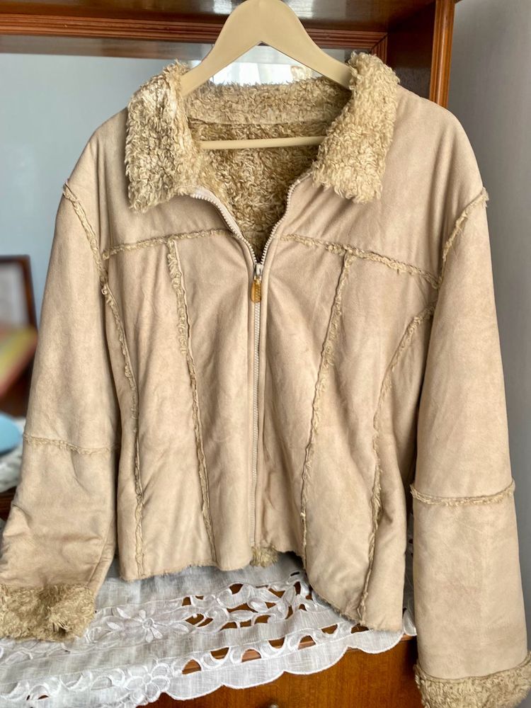 Cozy Faux Suede &amp; Fur Jacket